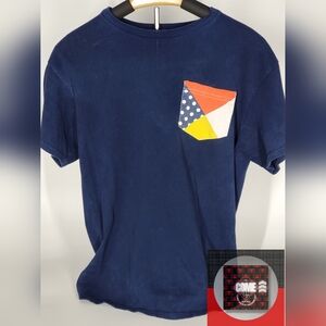 Empire Worldwide Navy with Geometric Design on Pocket T-shirt